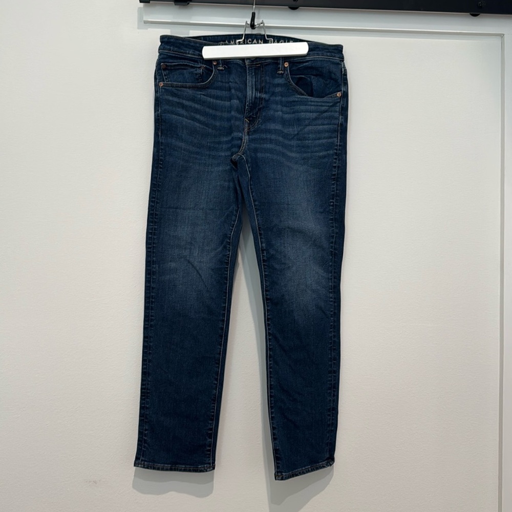 American Eagle jeans slim straight men's 34x32 blue denim stretchy
